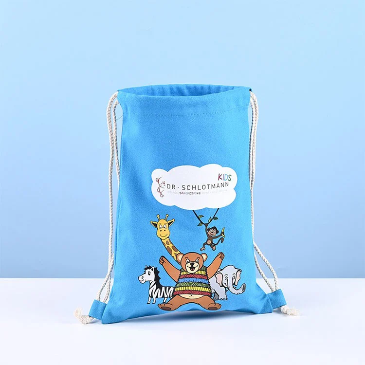 Schultertasche aus Canvas mit Kordelzug